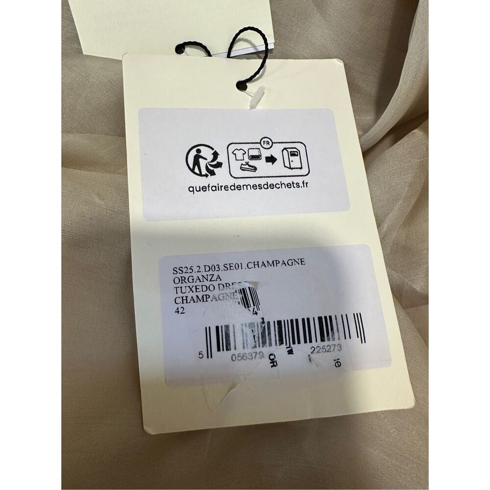A.W.A.K.E. Mode Tuxedo Silk Gathered Cocktail Dress in champagne US10 $1015 - Picture 10 of 10